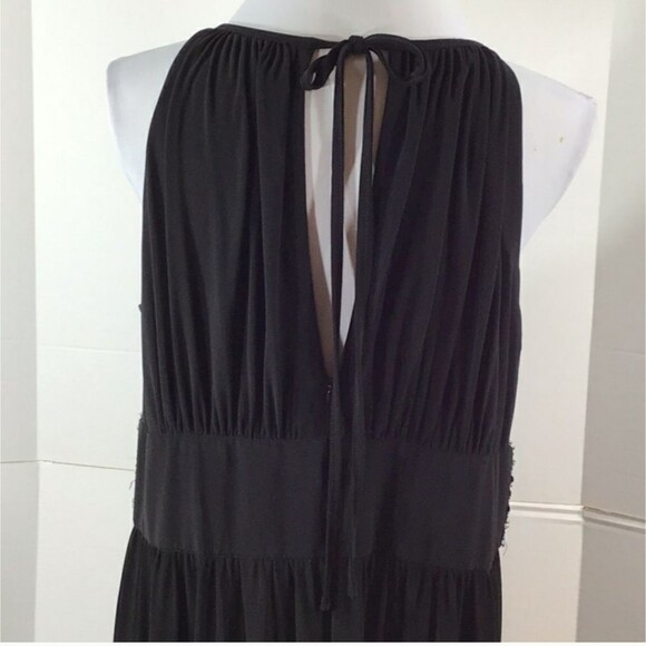 R&M Richard Gown Long Dress Black Sequin Midriff Bare Shoulders Front Slit Sz 6P - Picture 6 of 10